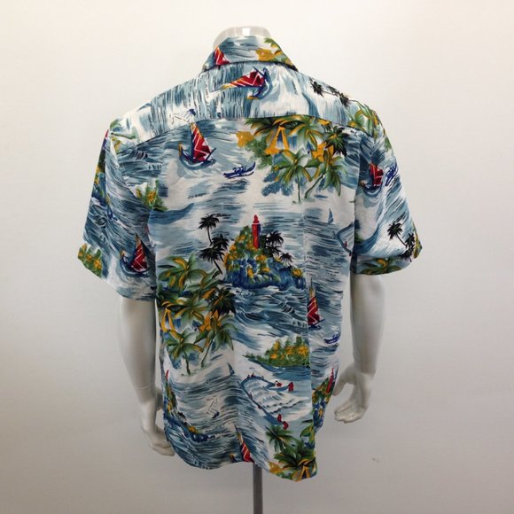 Maui Maui Men's Large Hawaiian Shirt Sailing Beach - Picture 6 of 7